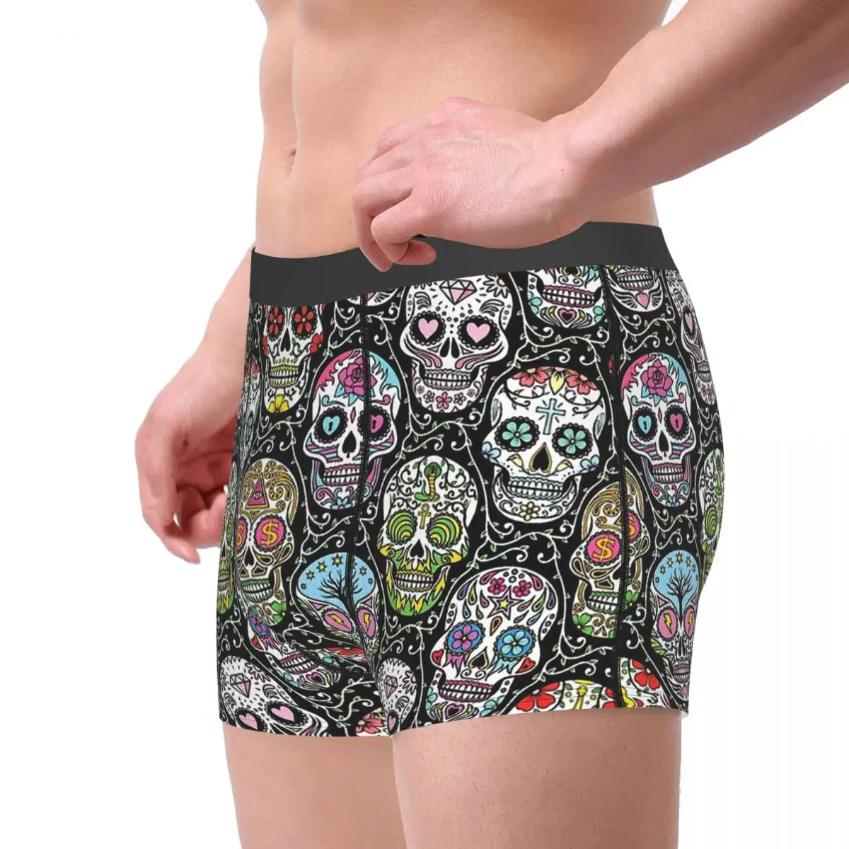 Heavy Metal 1960s Punk Rock Music Mexican Skull Pattern Underpants Breathbale Panties Man Underwear Ventilate