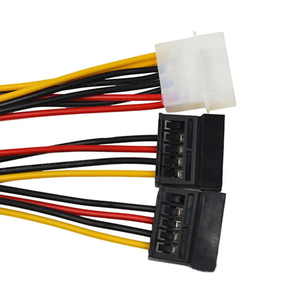 ขายร้อน1Pcs 4ขา IDE Molex ถึง2 15 Pin Serial ATA SATA HDD Adaptor Cable ไดรฟ์คู่สำหรับ PC Dropshipping