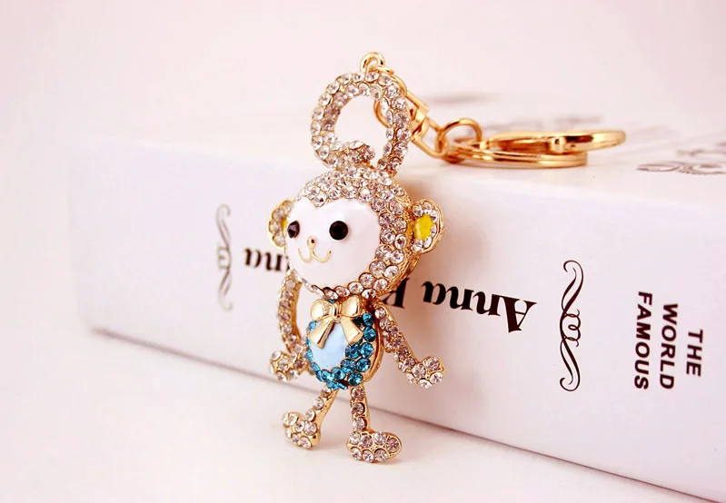 XDPQQ Animal Series Monkey Keychain Metal Rhinestone Fashion Female Bag Pendant Holiday Gift Keyring