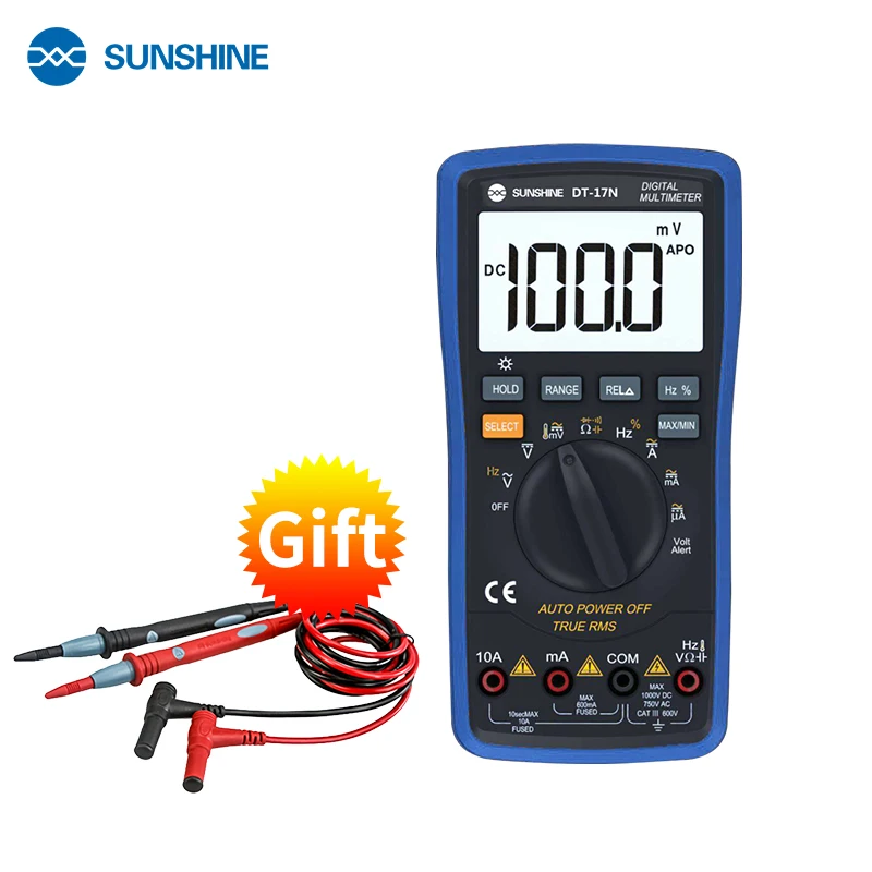 Sunshine Digitale Multimeter Auto Range Lcd Display Multimeter Is 35/6 Automatische Digitale Instrument Tester Voor Reparatie Tool DT-17N