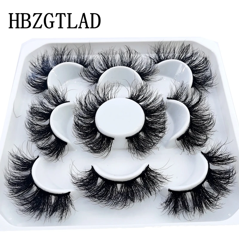 5 Pairs 10-25mm 3d Mink Lashes Bulk Faux with Custom Box Wispy Natural Mink Lashes Pack Short Wholesales Natural False Eyelashes