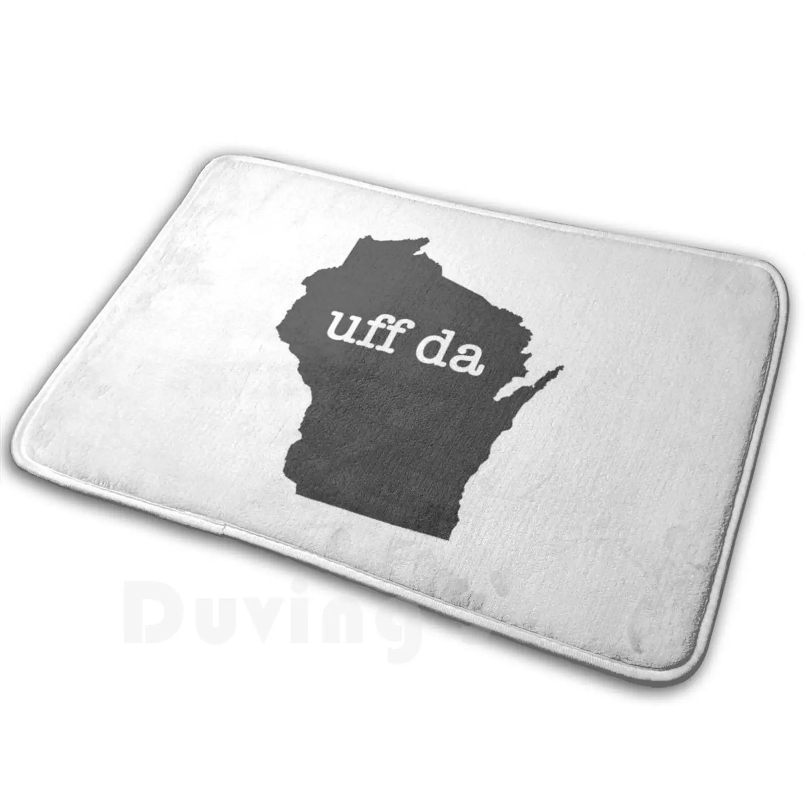 Wisconsin Uff Da Mat Rug Carpet Anti-Slip Floor Mats Bedroom Wisconsin Wisconsin Home Wisconsin Outline Wisconsin Love Gray