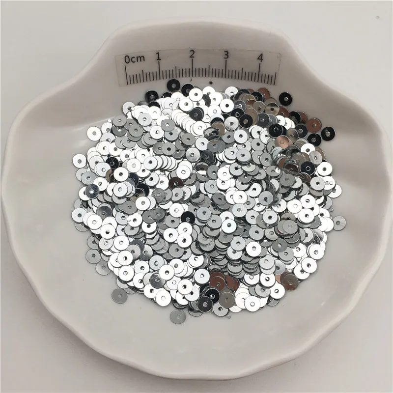 10g Silver-base 3mm 4mm 5mm 6mm 8mm Flat Round Sequins Glitter Paillettes For Clothes,Shoes.Kids DIY.Crafts Handmade Accessory