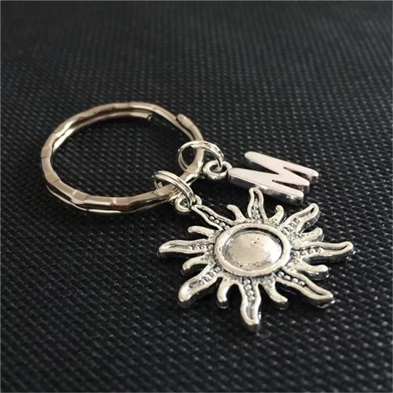 Initial Sun Keychain, Sun Jewelry, Sun Keyring, Sun Pendant, Beach Lover, Nautical, Men's Gift