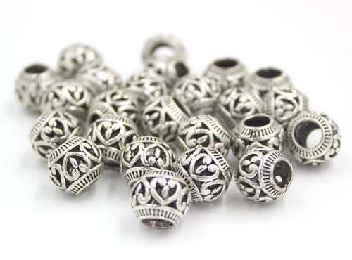 10pcs DIY European Beads Zinc Alloy 5mm Big Hole Hollow Heart Ball Beads Fit European Charm Bracelets Jewelry Making Pulsera