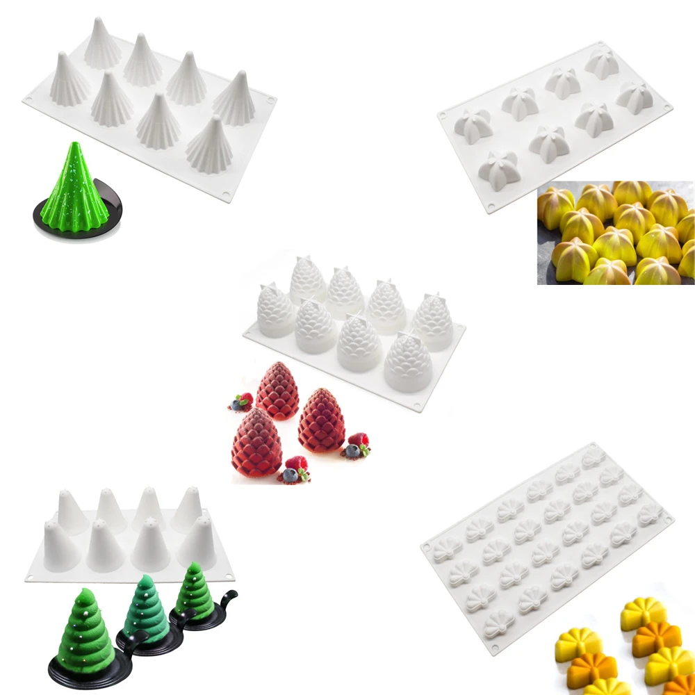 Christmas Series Silicone Mold Tree Pine Cones Star Cake Mould Cookies 3D DIY Handmade Kitchen Baking Tools Decorating Mould