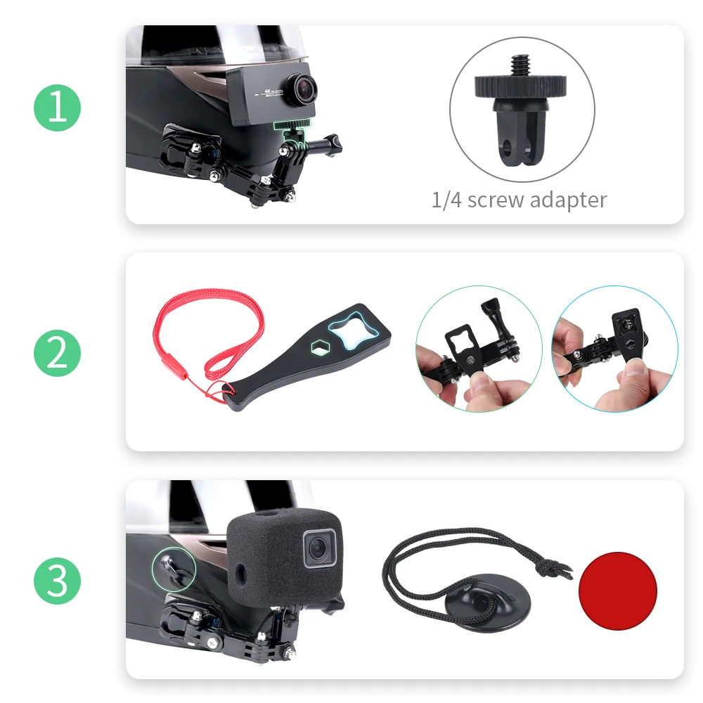 Custodia antivento casco moto mento anteriore adattatore fibbia a montaggio fisso per GoPro Hero11 10/9/8/7/6/5 nero per accessorio Go Pro