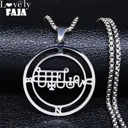 Stainless Steel Demon Seal Chain Necklace for Men Women Silver Color Satan BUNE Necklaces Jewery colar masculino N1334S03