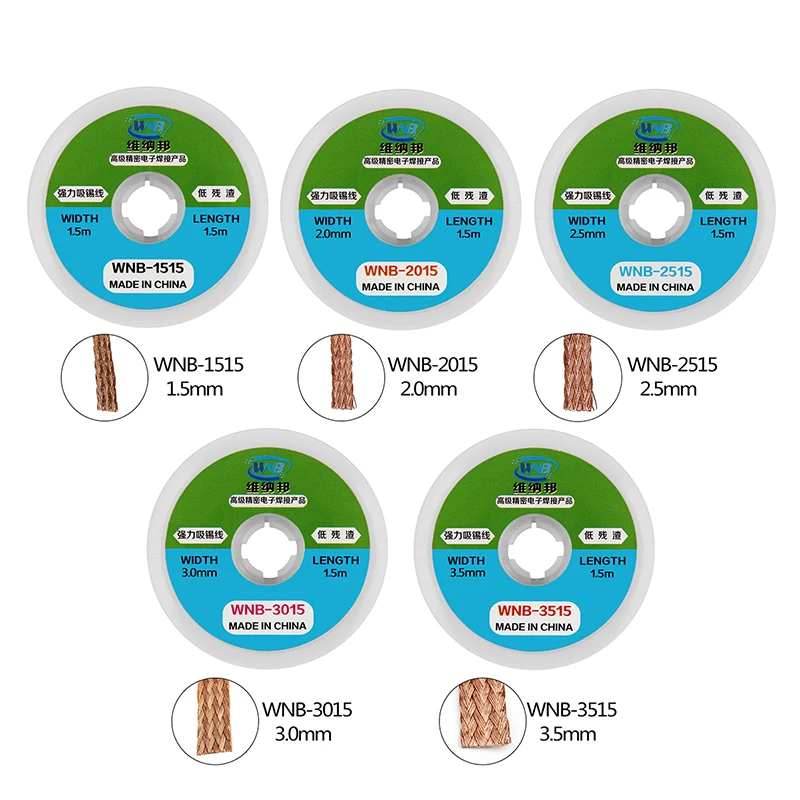 

2Pcs/lot Desoldering Braid 1.5mm 2.0mm 2.5mm 3.0mm 3.5mm Solder Remover Wick Wire BGA Repair Tools