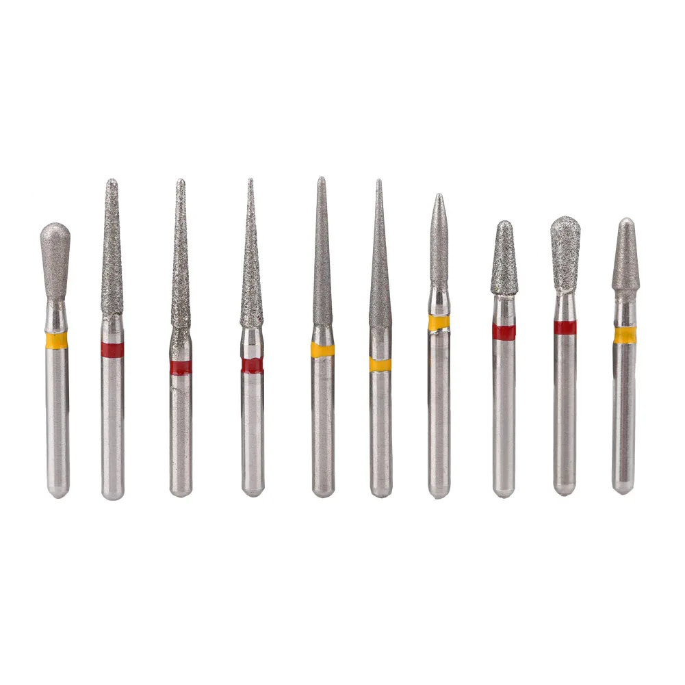 10 pçs/pçs/set dental diamante burs broca kits fg1.6mm com caixa de armazenamento durável dentes porcelana oral dentista polonês ferramentas