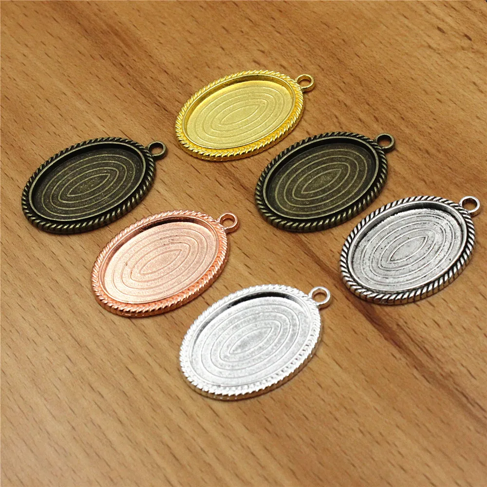 Onebeading Fit 18x25mm Oval Cabochons Summer Fashion Pattern Glass Base Frame Bezel Tray Blank DIY Accessory Making 10pcs K00230