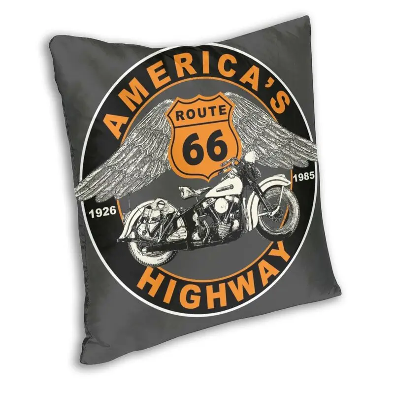 Route 66 Americas Highway Square Pillowcover Home Decorative US 66 Motorbike Cushion Cover Throw Pillow for Sofa Printing