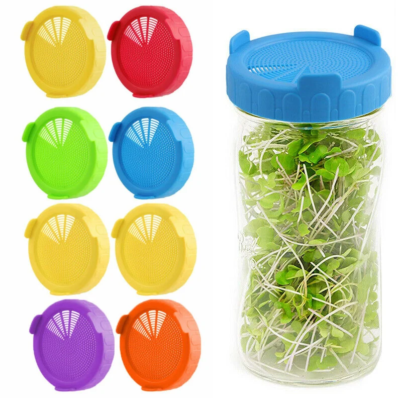 

2Pcs Wide Mouth Mason Jars Lids Plastic Screen Sprouting Strainer Lids Kit Germination Tank Filter Cover for Growing Bean Sprout