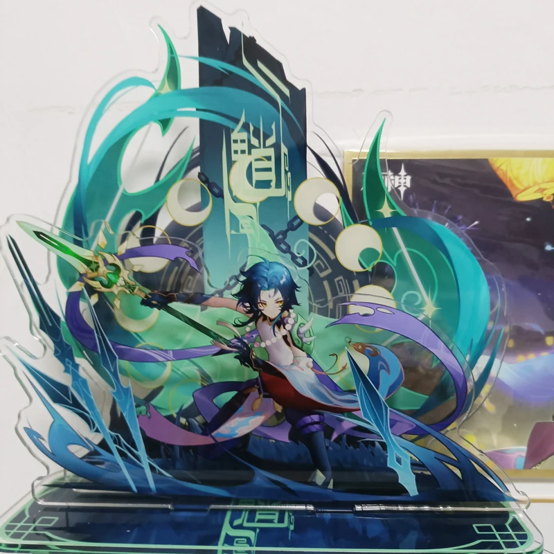 Game Impact Original Xiao Acrylic Figure Stand Blue Big Move Skill Special Effect Cool Figure Stand Keychain Cosplay 2022 New