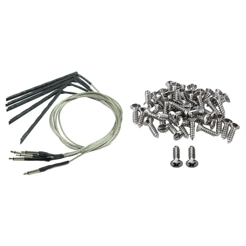 5Pcs Bendable Acoustic Guitar Transducer Sensitivity Piezo Bridge Pickup Cable With 50Pcs Guitar Bass Screws Parts