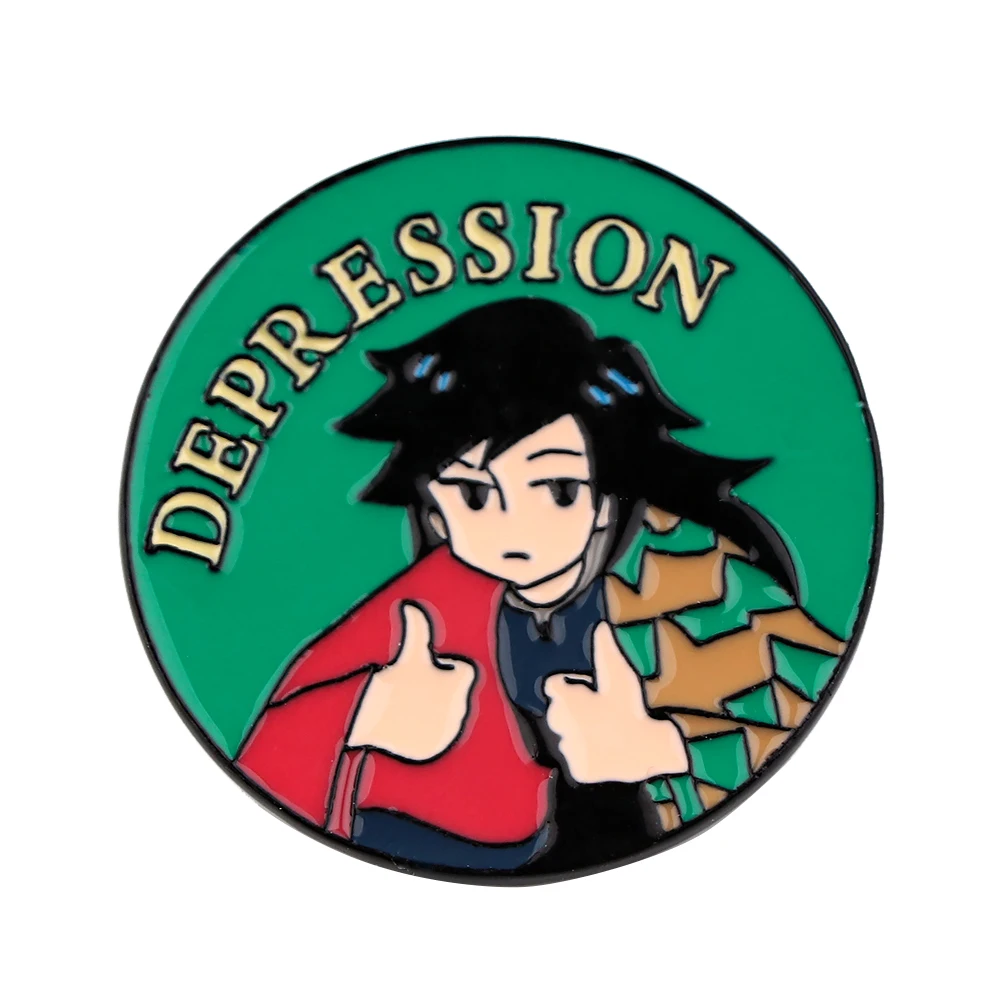 Anime Fight Against Depression Soft Enamel Pin Badge Decorative Badges Lapel Pins Japanese Manga Brooch Backpack Accessories