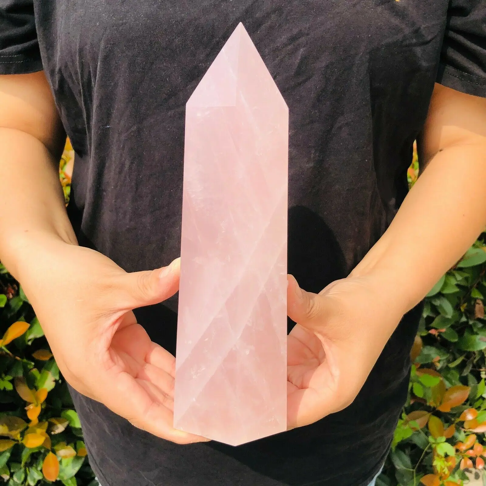 Natural Pink Rose Quartz Crystal Obelisk, Wand Point Healing