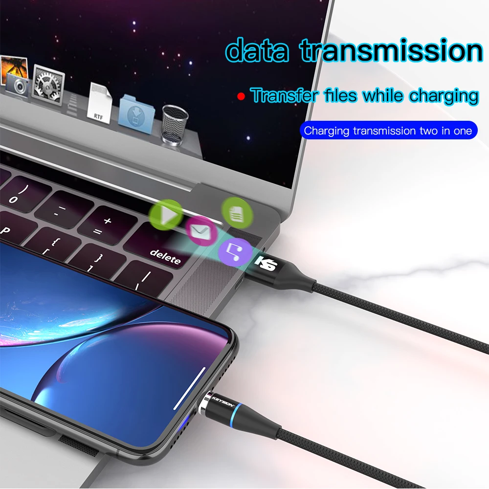 KEYSION 5A Magnetic USB Fast Charging Type C Cable for Samsung A52 Xiaomi Redmi Data Charge Cord for iPhone Huawei Micro Cable image 6