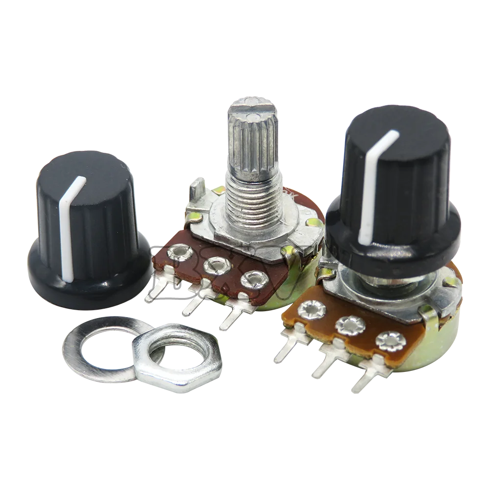 5Sets 5PCS+5PCS WH148 B1K ~ B1M Ohm 1K 1M 2K 5K 20K 50K 10K 3Pin 15mm Terminal Linear Taper Rotary Potentiometer For Arduino