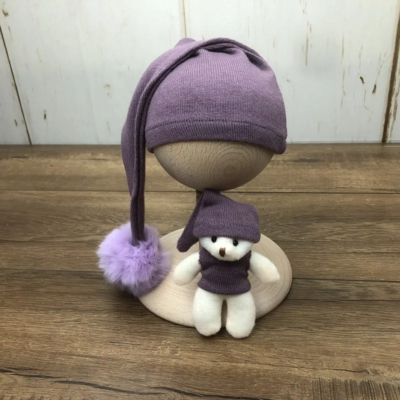 ❤️CYMMHCM Newborn Photography Props Cute Plush Ball Hat+Doll 2Pcs/set Infant Photo Accessories Studio Baby Shoot Cap Fotografia