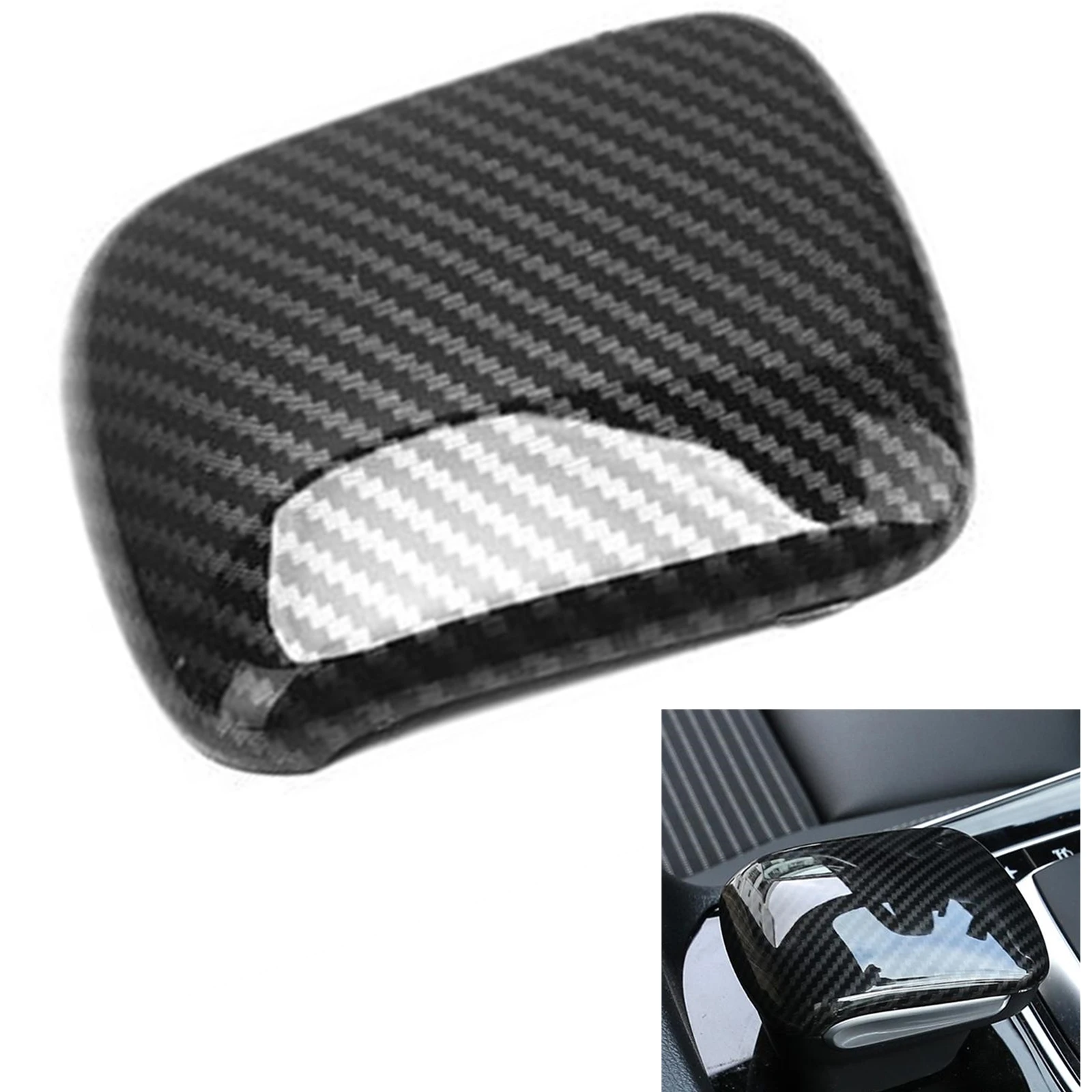 

ABS Carbon Fiber Look Gear Shift Head Knob Cover Trim Shell Cap For Mercedes-Benz GLB Class X247 2020-2022 GLB250 GLB200 GLB180