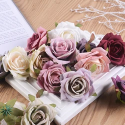3/5Pcs Silk Rose Artificial Flowers 7cm Fake Flower for Home Decor Wedding Decoration Party DIY Wreath Craft Gift Accessories