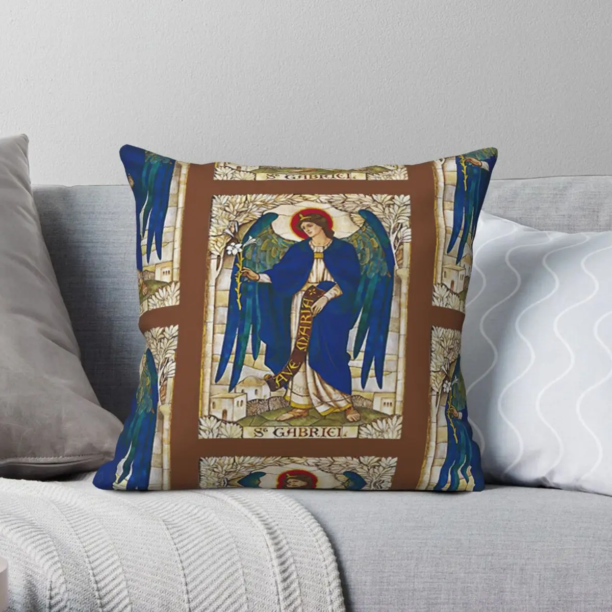 St Gabriel Angel Catholic Saint Archangel Pillowcase Polyester Linen Velvet Creative Zip Decor Pillow Case Home Cushion Cover 18