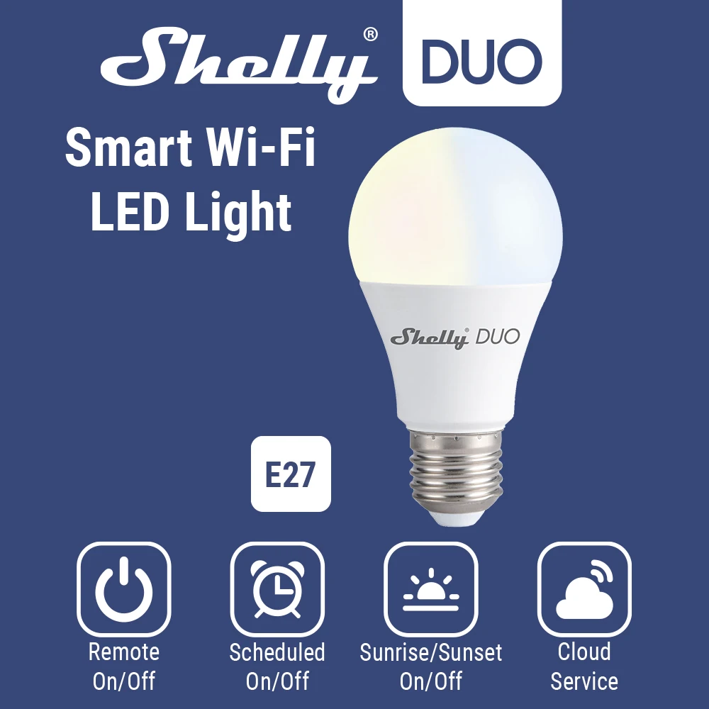 Shelly Duo Rgbw/White 9W WiFi Smart Light LED Bulb  Work with Alexa/Google Home 220-240V Dimmable Timer Function Magic Bulb