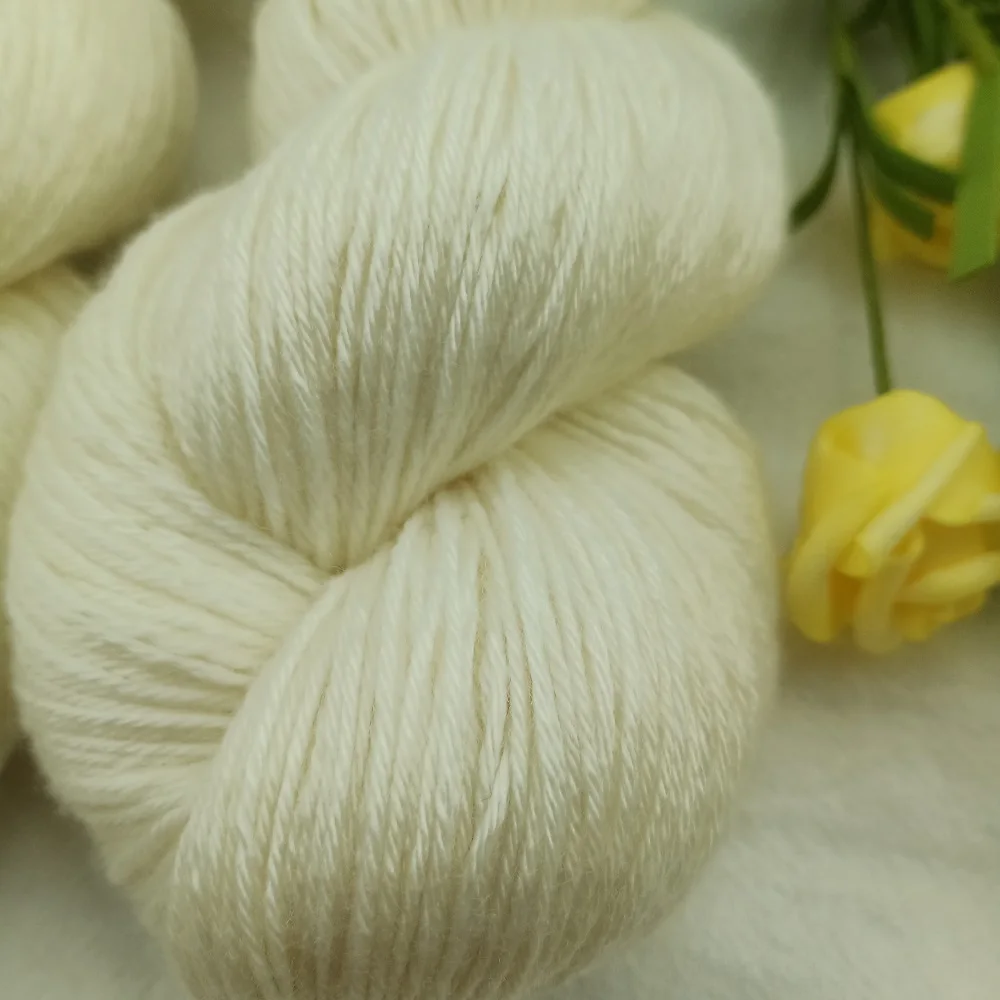 Undyed Superwash Extrafine Merino Wool with Nylon New Sock Yarn Natural White Color