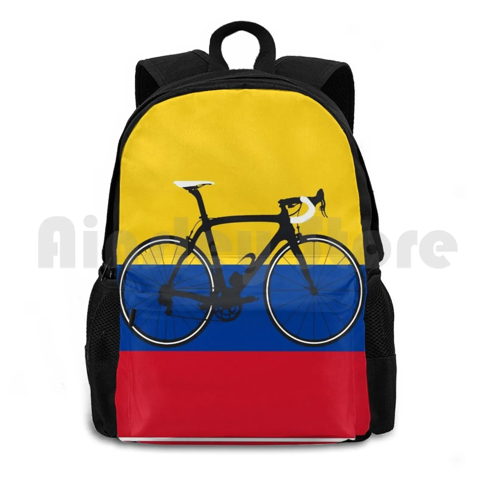 Bike Flag Colombia ( Big-Highlight ) Outdoor Hiking Backpack Waterproof Camping Travel Popular 100 Top Most Cool Retro Vintage