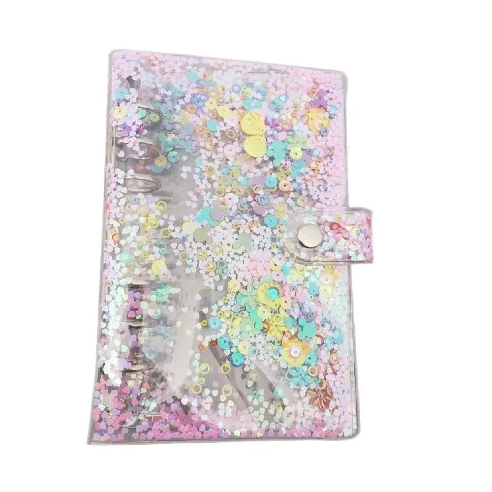 A6 PVC Transparent Binder Cover 6-Ring Loose-Leaf Folder Cash Budget Envelope System with 6 PCS Pockets And A Label Sticker