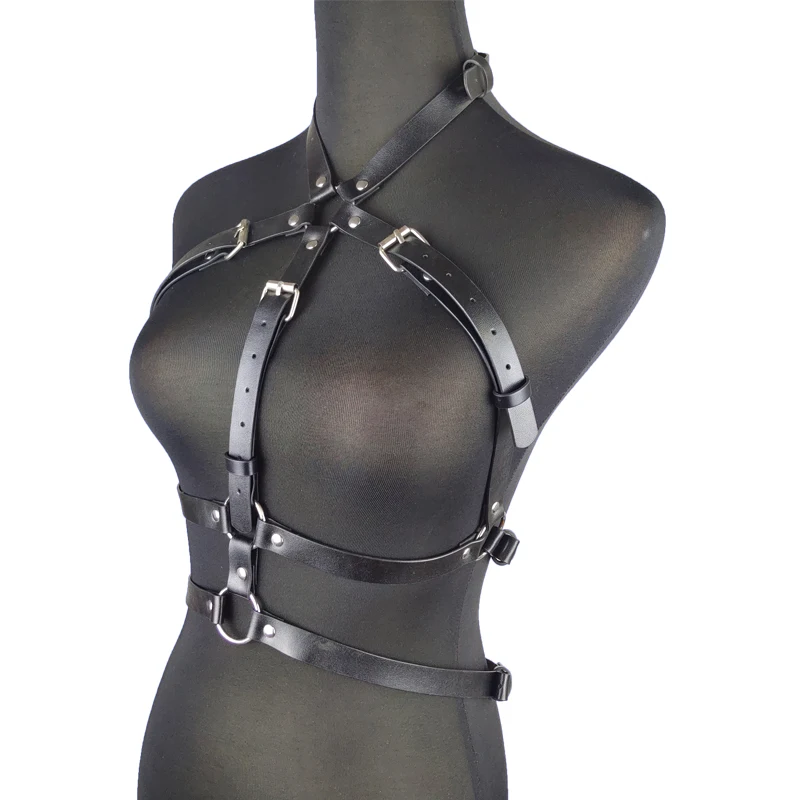 Fashion Trend Women Body Harness erotic Bra Top PU Handmade Leather Belts Gothic Bondage Sexy lingerie suspenders chest harness