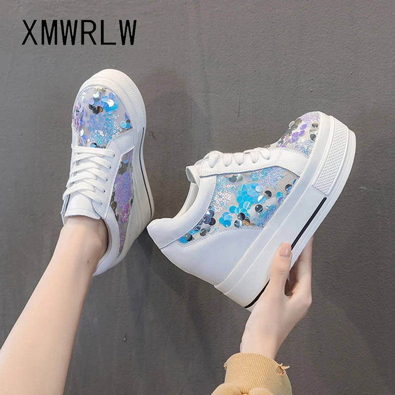 

XMWRLW 2020 Spring Summer Fashion Sequins Women Platform Shoes Mesh Breathable Sneakers For Women Platform Shoes Ladies Sneaker