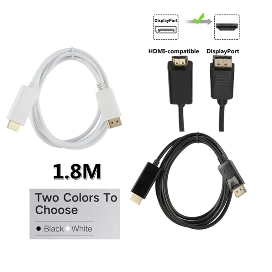 1.8M/6ft Displayport Sang HDMI 1080P Sang Cổng Dành Cho Máy Tính Laptop Máy Chiếu DP To HDMI displayport Cáp HDMI