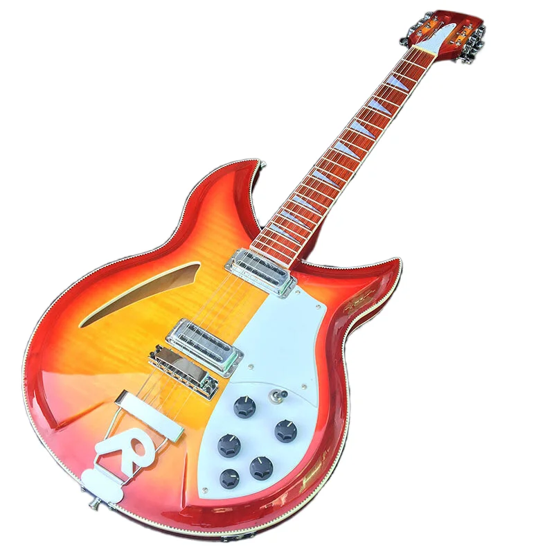 High-quality 12-string 381 electric guitar, basswood double-layer piano body, orange bright paint, free delivery.