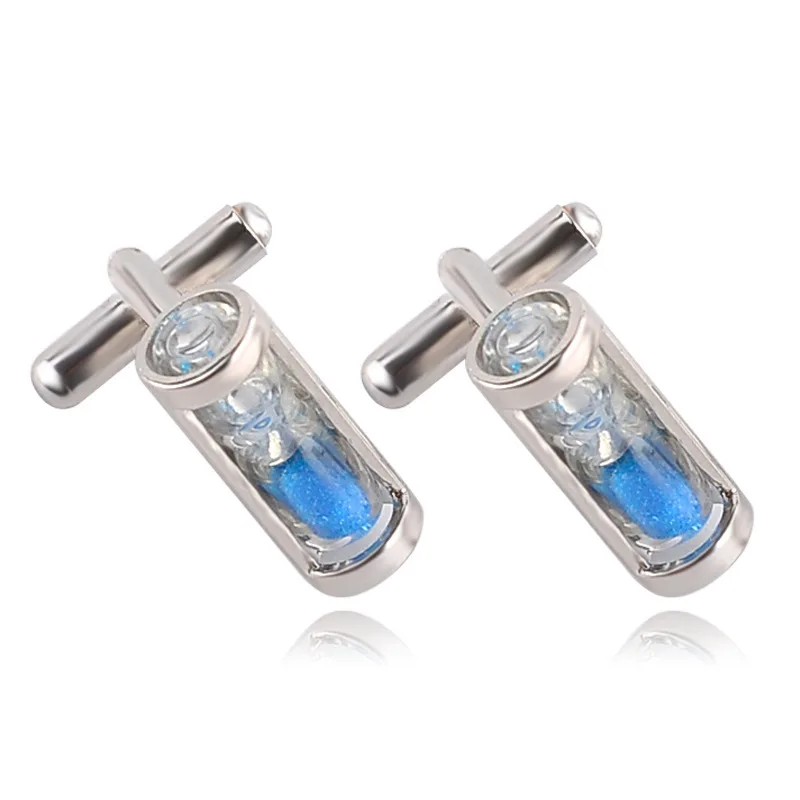 Blue Crystal Hourglass Cufflinks Men Canada French Shirt Cufflinks  For Man Tie Clip cuff links Fashion Boy Friends Gifts