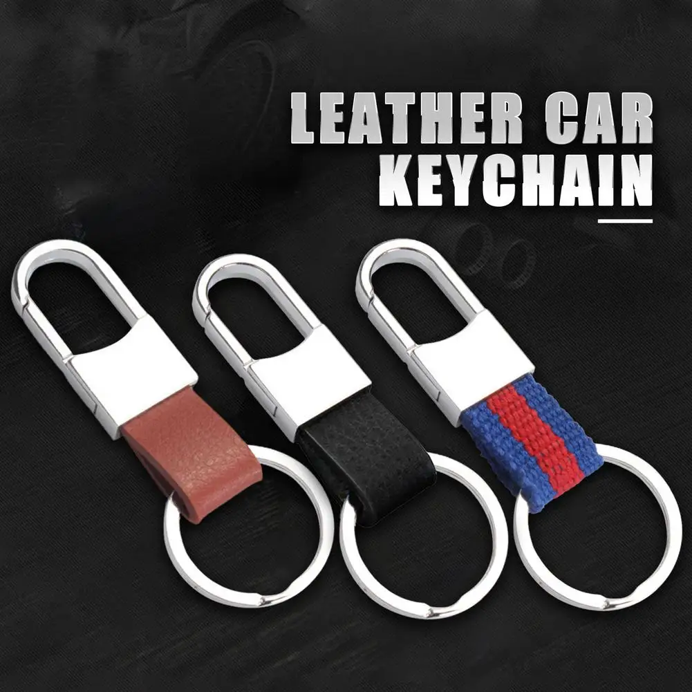 Leather Car Keychain Key Chain Key bag key pendant with Metal Ring  auto zinc alloy Keyring Holder Keyfob for Car Styling Access