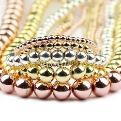 YHBZRET Gold Color Hematite beads Natural Stone Spacer 2/3/4/6/8/10mm Round Loose beads for Jewelry making bracelet&necklace DIY