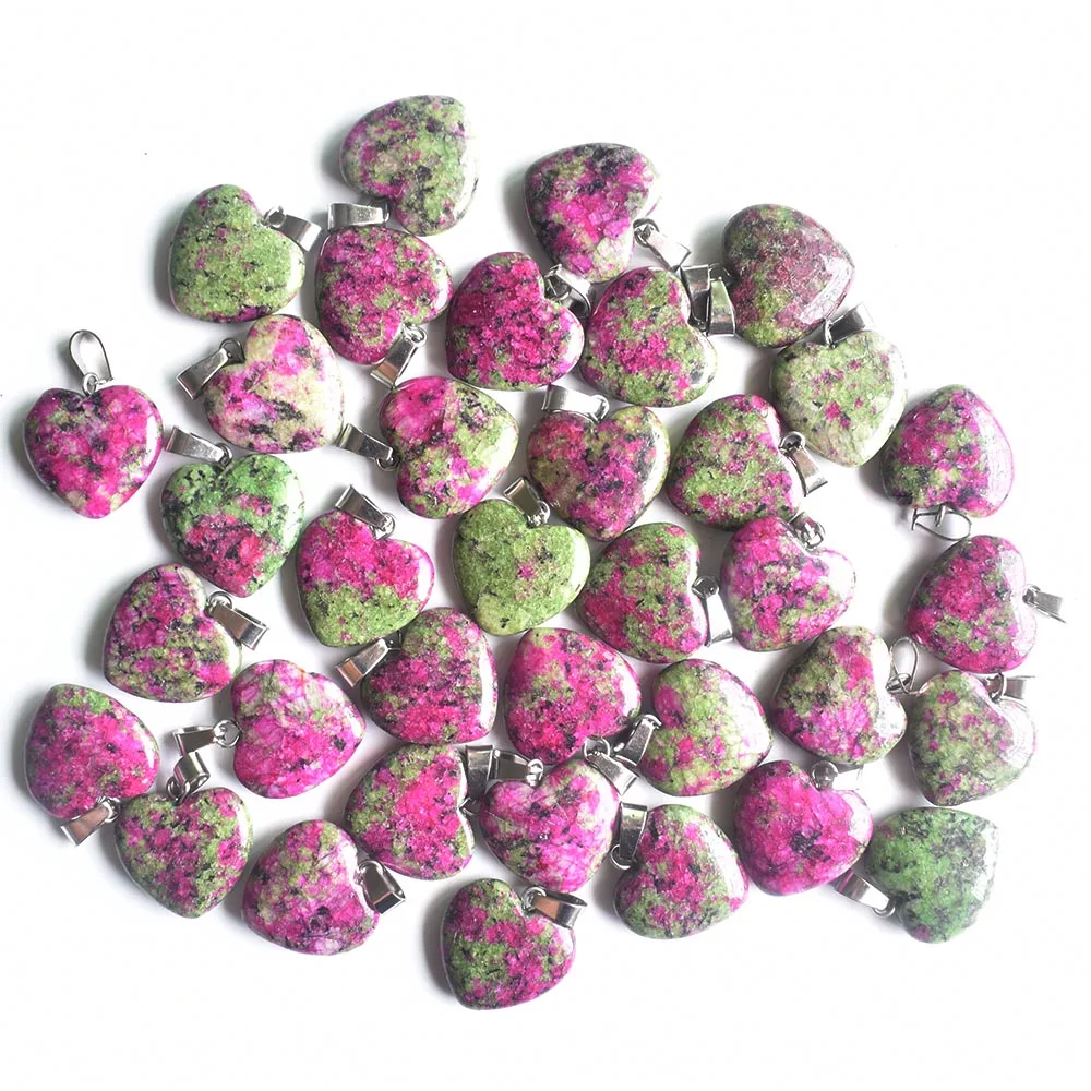 Großhandel 50 Stück/Los Modische 20mm Herz-Naturstein-Amazonit-Anhänger für Schmuckherstellung Kostenloser Versand – Detail 36