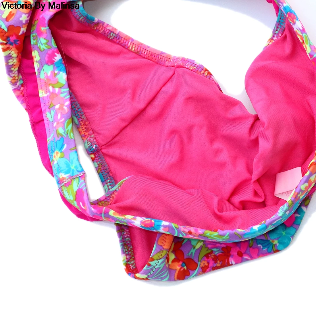 Imagem -06 - Desenhos Menina Rosa Flor Impressão Bikini Conjunto Menina Maiô Feminino Biquini Maillot de Bain