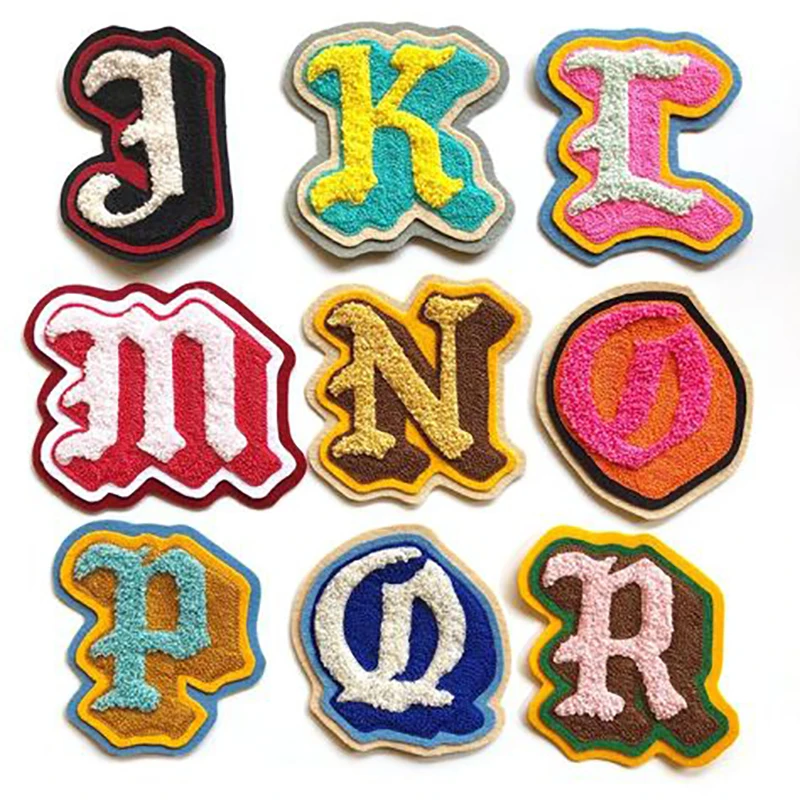 Custom Chenille Patch chenille patches letter embroidered Towel Embroidered sew on Appliques for Clothes Decoration High Quality