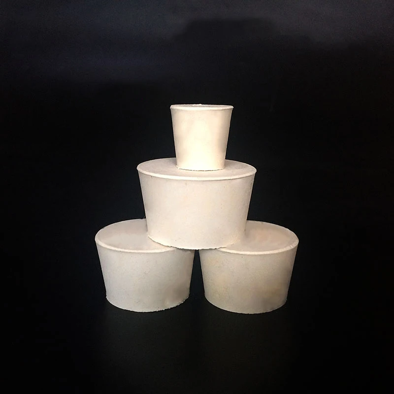 White rubber stopper, Number 00-14, Test tube stopper, Sealing plug, Flask stopper