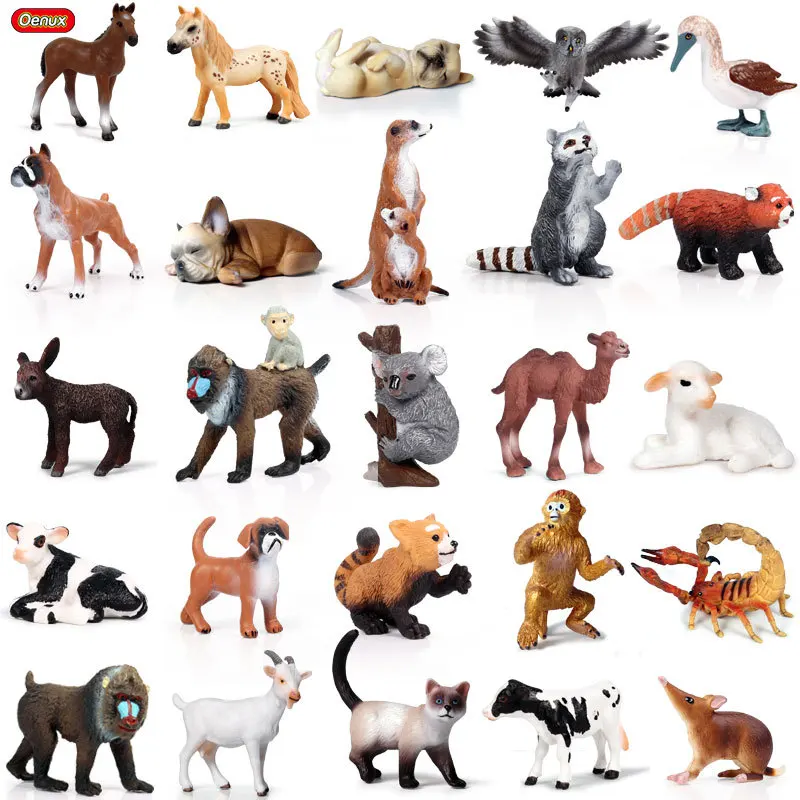 Cute Wild Animals Model Simulation Hippo Crocodile Horse Sheep Dog Action Figure Figurines Collect Educational Farm Decor Toys