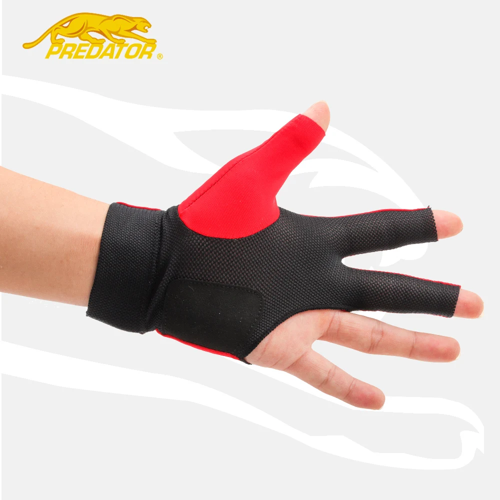 Guantes PREDATOR profesionales para tacos de billar, manoplas antideslizantes de tres dedos, accesorio cómodo para zurdos