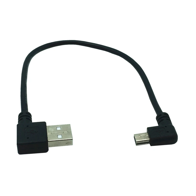 Mini USB Cable Male 90 Degree Left Angled to USB Male Right Angled Cable Sync Data Charge 0.2m