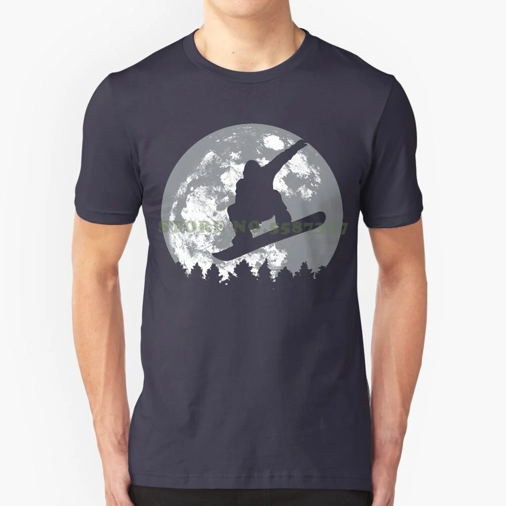 Summer Style T Shirt Moon Silhouette Snowboard Extreme Sportsy Moonlight Hip Novelty Mens Shirt