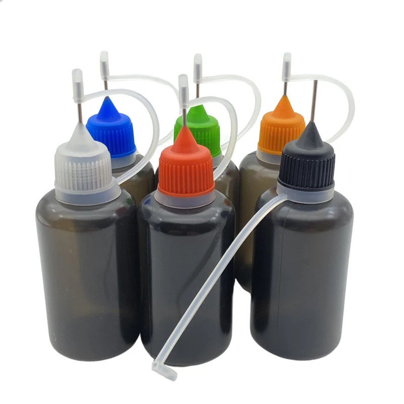 

50pcs Empty 30ml Black Soft PE Plastic Dropper Bottles With Metal Needle Cap Plastic Needle Vial For Liquid Squeeze Jar