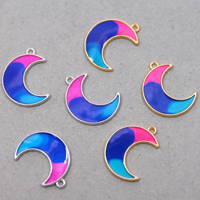 50pcs 22*17mm Cute Mini Point drill Moon   Pendants Earrings Bracelet Accessories DIY Charms For Accessories