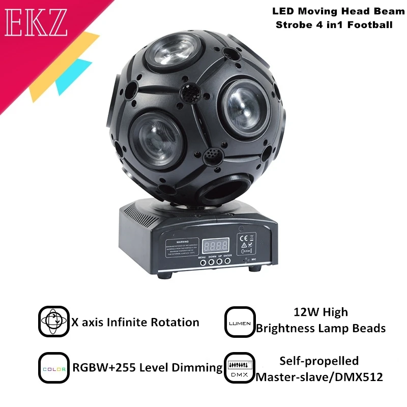 LED Moving Head Beam Strobe 9x12W 4In1/12x20W RGBW 4in1 Football DMX Infinite Rotation LED Disco DJ Ball Light For Music Evening