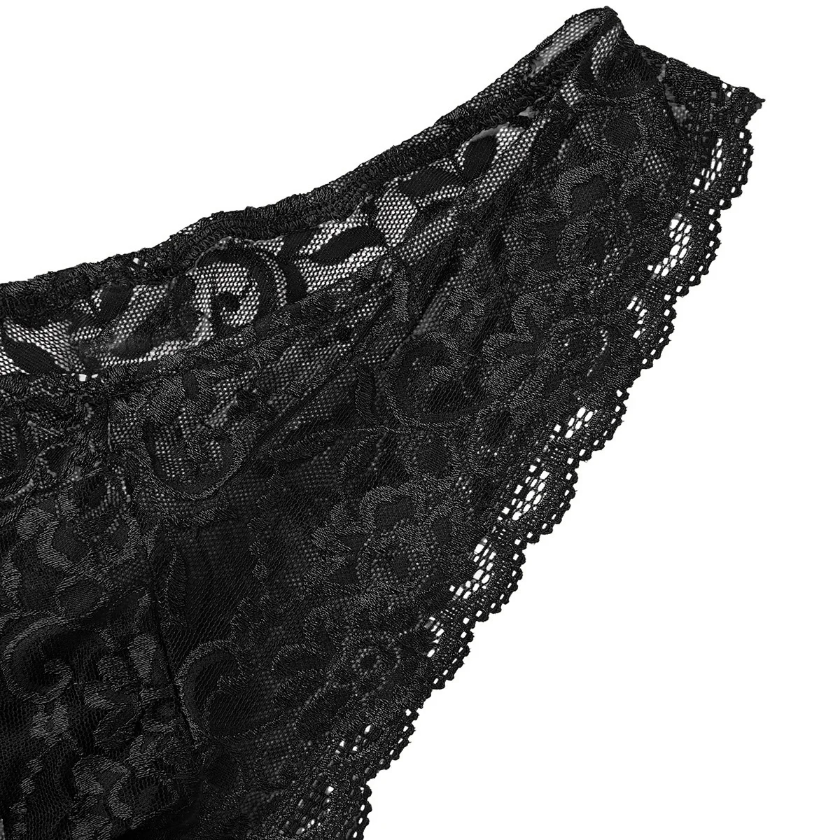 ZDHoor Sexy Lace Panties Men Sissy Underwear Bikini Briefs Lace Floral Bulge Pouch Erotic Panties See Through Mesh Gay Underwear